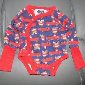 Mud Pie Fire Truck Theme Snap Tee Once Piece Size 0-3 Months Boy's EUC
